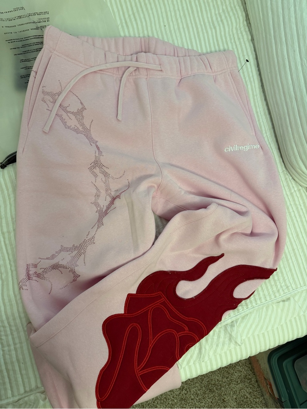 Civil Regime Pink Flame-Accent Men's Sweatpants